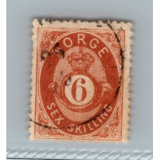 NORUEGA 1871 Yv 20 ESTAMPILLA CLASICA CON INFIMO ADELGAZAMIENTO 65 EUROS !!!